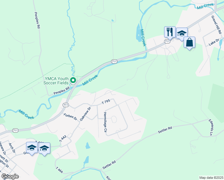 map of restaurants, bars, coffee shops, grocery stores, and more near 215 Oakview Drive in Ligonier
