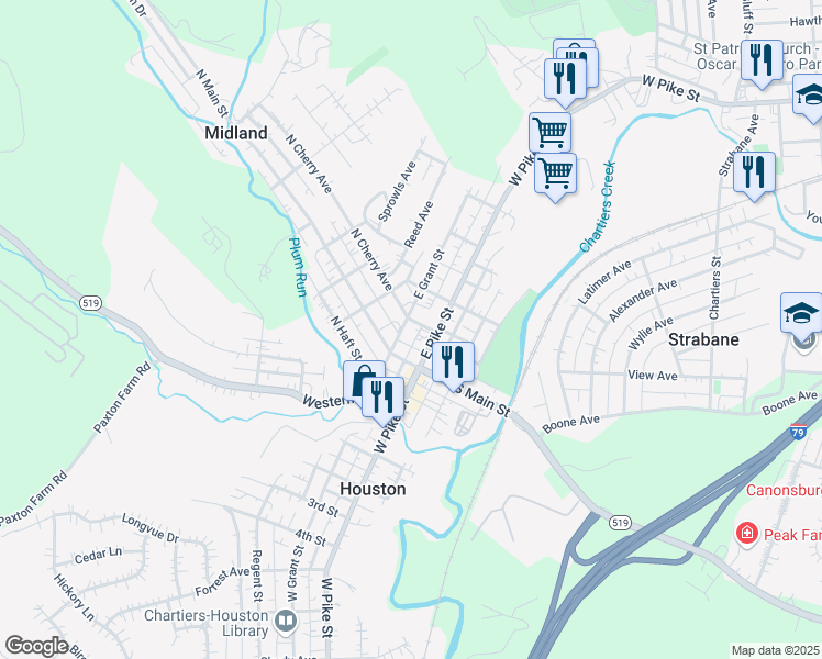 map of restaurants, bars, coffee shops, grocery stores, and more near 101 East Pike Street in Houston