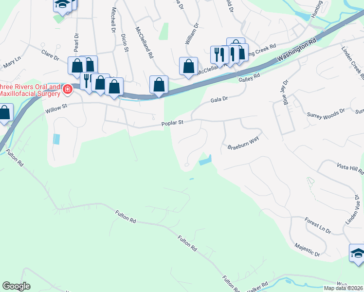 map of restaurants, bars, coffee shops, grocery stores, and more near 219 Fuji Drive in Canonsburg