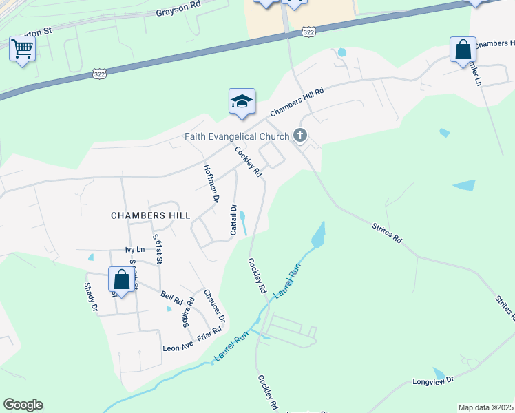 map of restaurants, bars, coffee shops, grocery stores, and more near 705 Cockley Road in Harrisburg