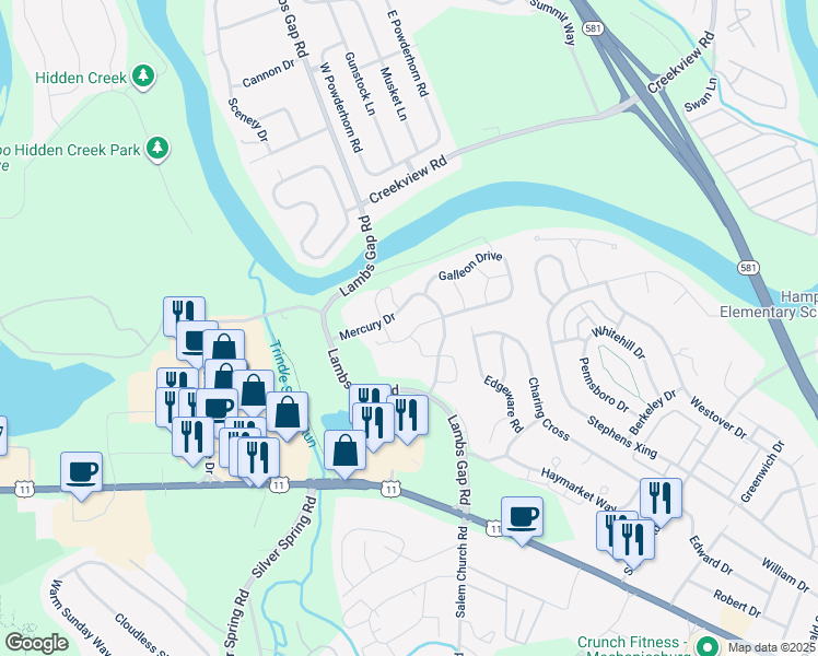 map of restaurants, bars, coffee shops, grocery stores, and more near 6345 Galleon Drive in Mechanicsburg