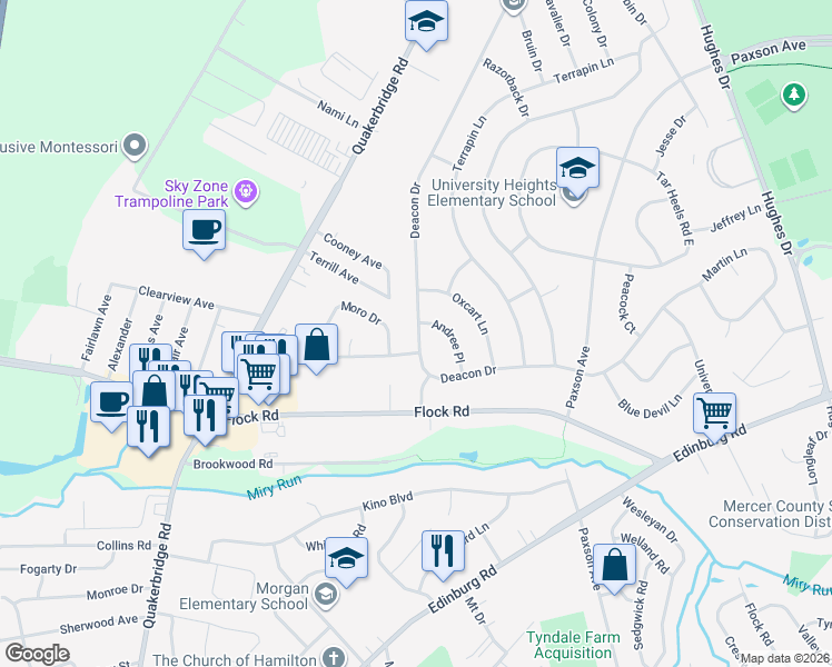 map of restaurants, bars, coffee shops, grocery stores, and more near 41 Deacon Drive in Hamilton Township