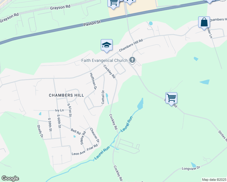 map of restaurants, bars, coffee shops, grocery stores, and more near 705 Cockley Road in Harrisburg