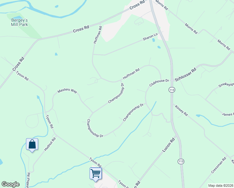 map of restaurants, bars, coffee shops, grocery stores, and more near 577 Championship Drive in Montgomery County