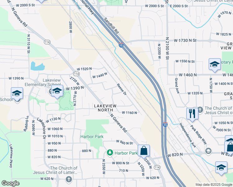 map of restaurants, bars, coffee shops, grocery stores, and more near 2434 West 1310 North in Provo