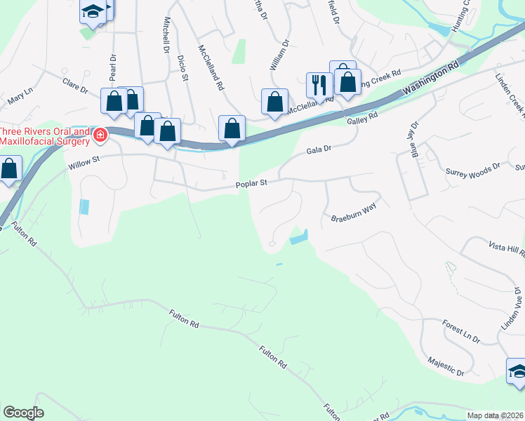 map of restaurants, bars, coffee shops, grocery stores, and more near 219 Fuji Drive in Canonsburg