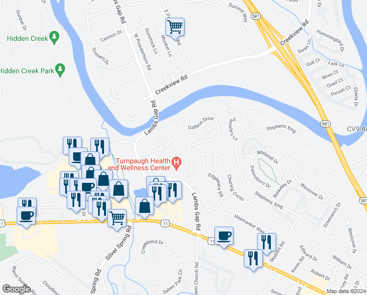 map of restaurants, bars, coffee shops, grocery stores, and more near 6322 Galleon Drive in Mechanicsburg