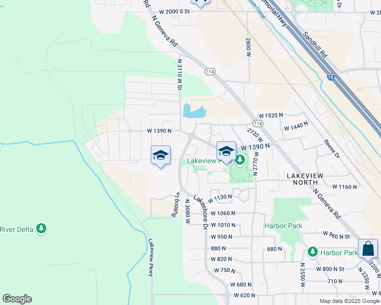 map of restaurants, bars, coffee shops, grocery stores, and more near 3066 West 1300 North in Provo