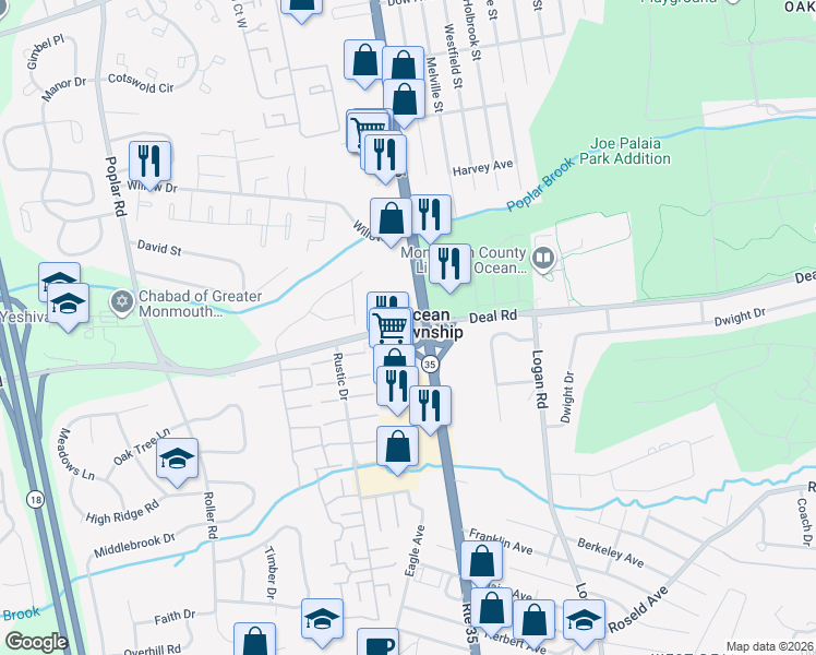 map of restaurants, bars, coffee shops, grocery stores, and more near 816 Deal Road in Asbury Park