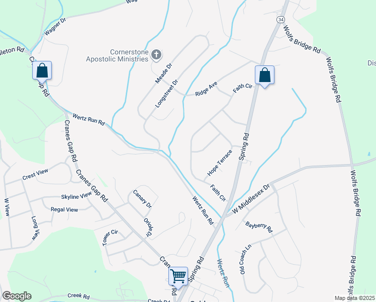map of restaurants, bars, coffee shops, grocery stores, and more near 160 Faith Circle in Carlisle
