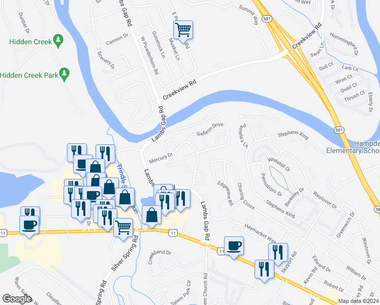 map of restaurants, bars, coffee shops, grocery stores, and more near 6325 Galleon Drive in Mechanicsburg