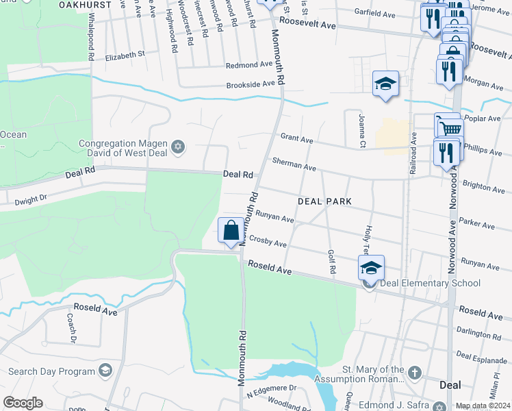 map of restaurants, bars, coffee shops, grocery stores, and more near 460 Runyan Avenue in Deal