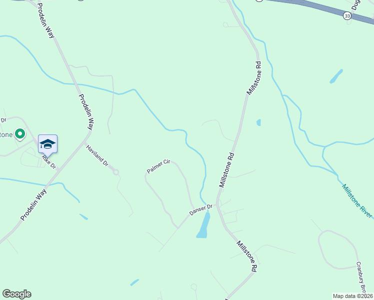 map of restaurants, bars, coffee shops, grocery stores, and more near 11 Palmer Circle in Millstone