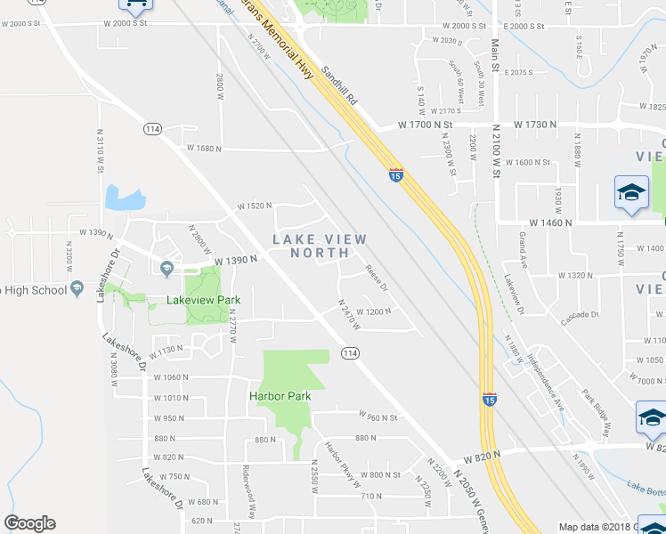 map of restaurants, bars, coffee shops, grocery stores, and more near 1335 North 2470 West in Provo