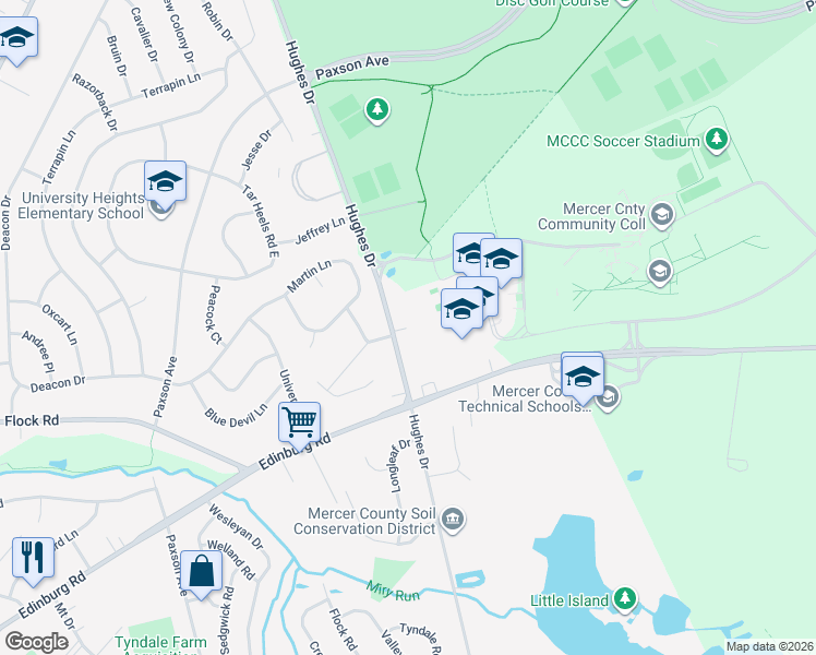 map of restaurants, bars, coffee shops, grocery stores, and more near 924 Hughes Drive in Hamilton Township