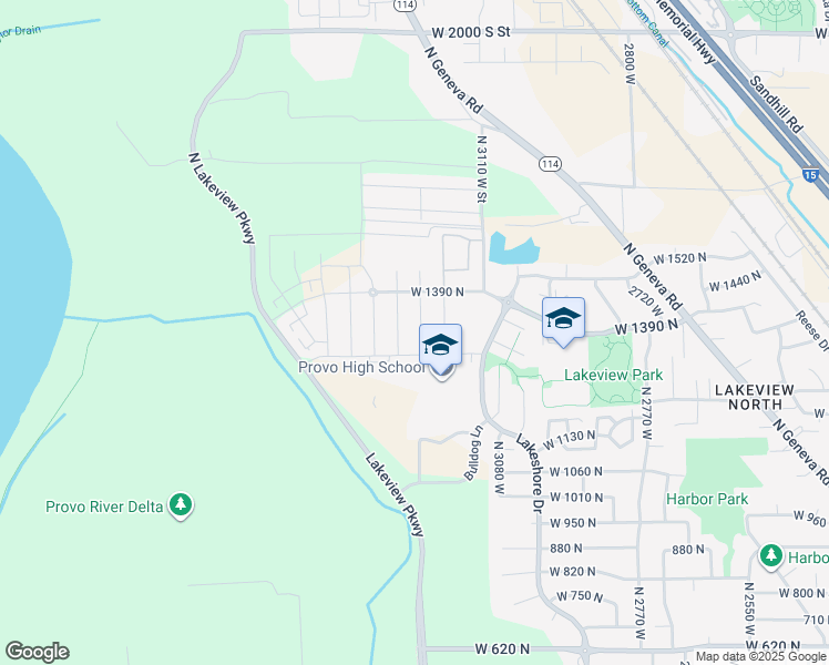 map of restaurants, bars, coffee shops, grocery stores, and more near 1327 North 3250 West in Provo