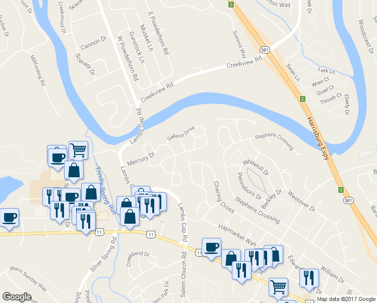 map of restaurants, bars, coffee shops, grocery stores, and more near 428 Maywood Court in Cumberland County