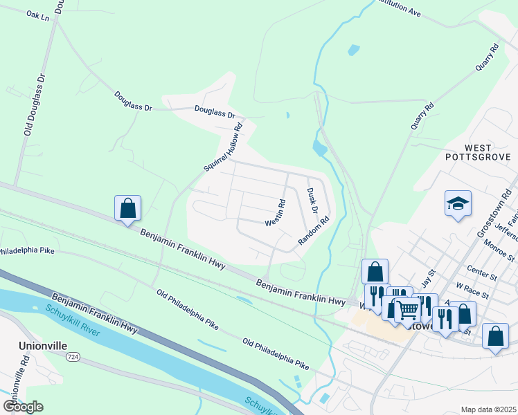 map of restaurants, bars, coffee shops, grocery stores, and more near 14 Walmont Street in Douglassville