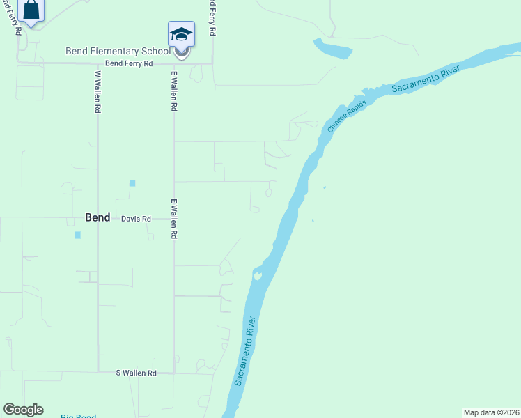 map of restaurants, bars, coffee shops, grocery stores, and more near 22375 Canta Del Rio Ln in Red Bluff