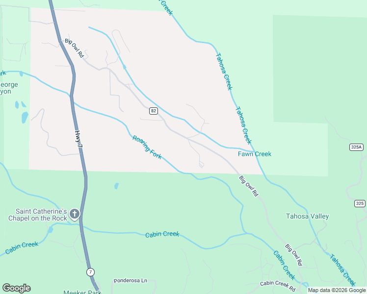 map of restaurants, bars, coffee shops, grocery stores, and more near 1469 Big Owl Road in Allenspark