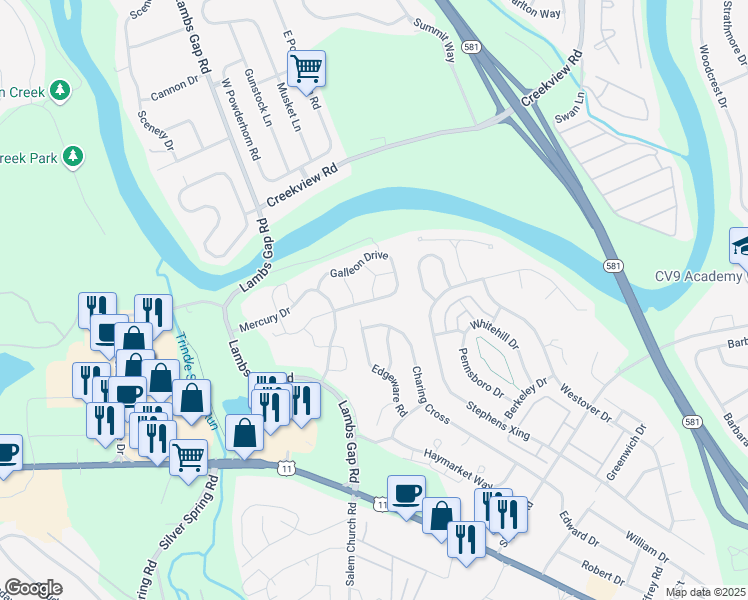 map of restaurants, bars, coffee shops, grocery stores, and more near 6211 Galleon Drive in Mechanicsburg