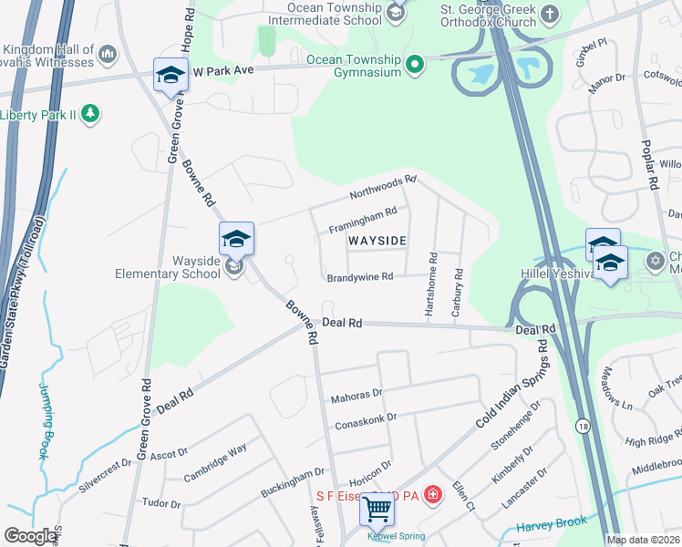 map of restaurants, bars, coffee shops, grocery stores, and more near 24 Coventry Drive in Monmouth County
