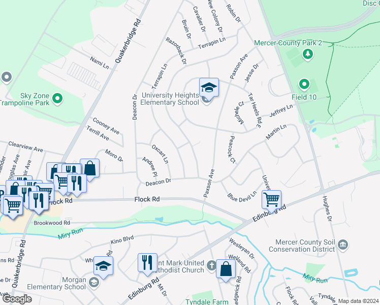 map of restaurants, bars, coffee shops, grocery stores, and more near 9 Wolfpack Road in Hamilton Township