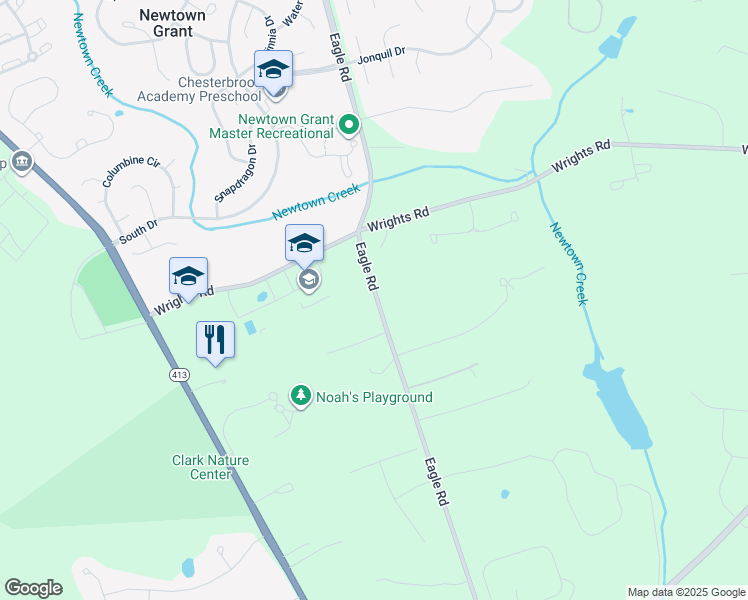 map of restaurants, bars, coffee shops, grocery stores, and more near 5 Blayze Court in Newtown