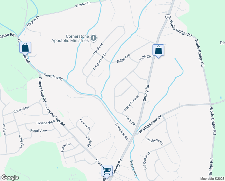 map of restaurants, bars, coffee shops, grocery stores, and more near 168 Faith Circle in Carlisle