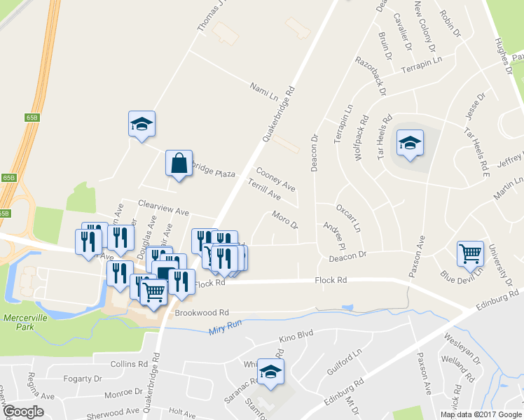map of restaurants, bars, coffee shops, grocery stores, and more near 17 Moro Drive in Hamilton Township