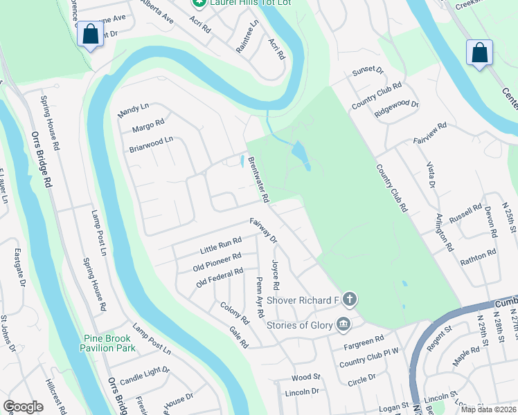 map of restaurants, bars, coffee shops, grocery stores, and more near 610 Brentwater Road in Camp Hill