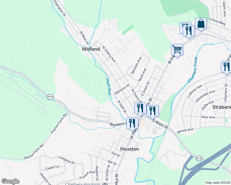 map of restaurants, bars, coffee shops, grocery stores, and more near 236 Harrison Street in Houston