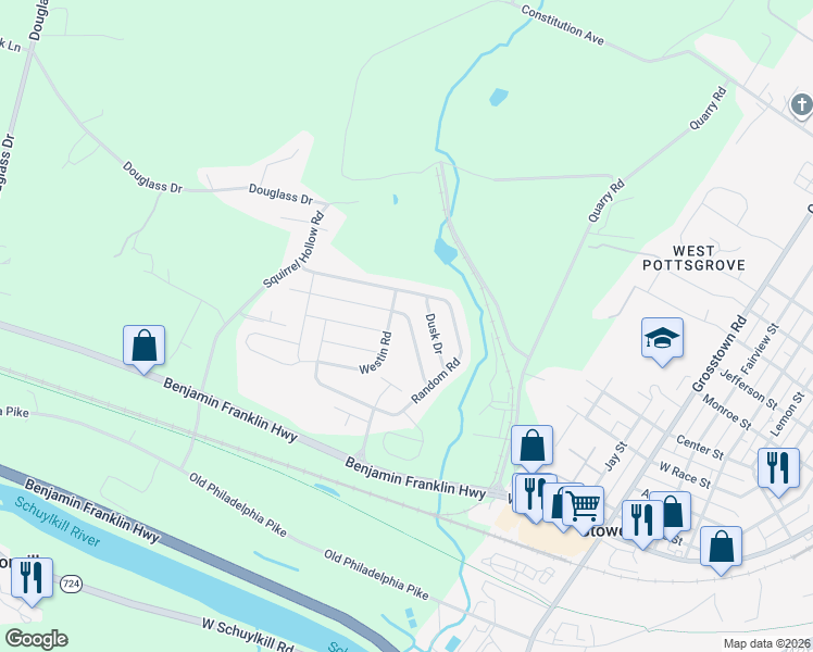 map of restaurants, bars, coffee shops, grocery stores, and more near 32 Middlemarch Road in Douglassville