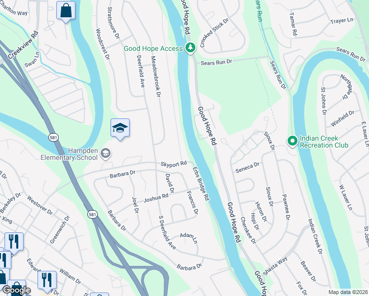 map of restaurants, bars, coffee shops, grocery stores, and more near 5207 Terrace Rd in Mechanicsburg