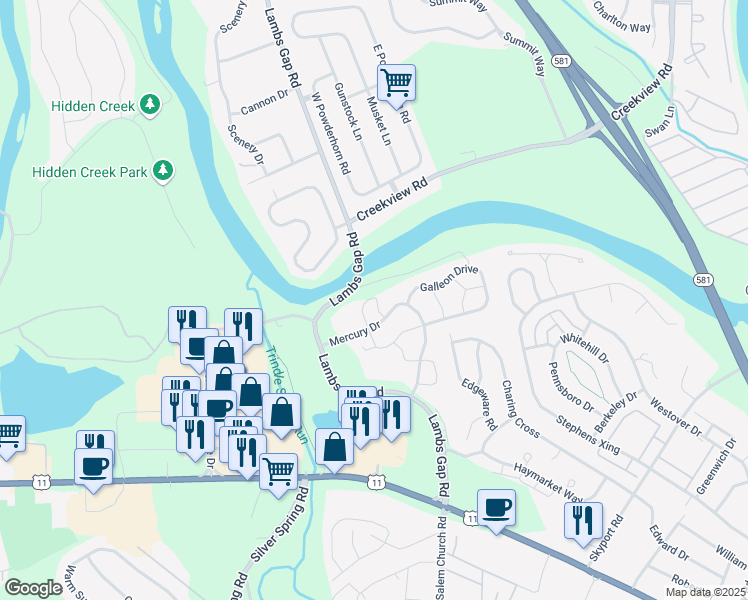 map of restaurants, bars, coffee shops, grocery stores, and more near 6341 Mercury Drive in Mechanicsburg