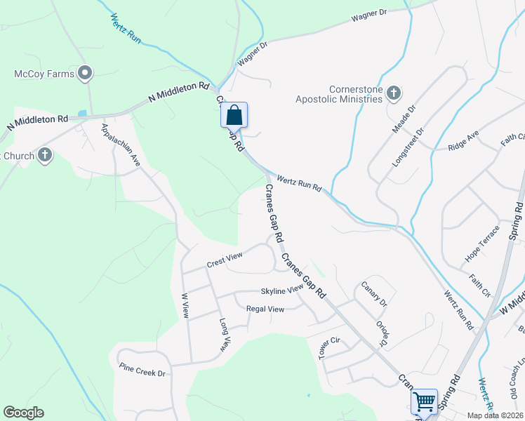 map of restaurants, bars, coffee shops, grocery stores, and more near 470 Cranes Gap Rd in Carlisle
