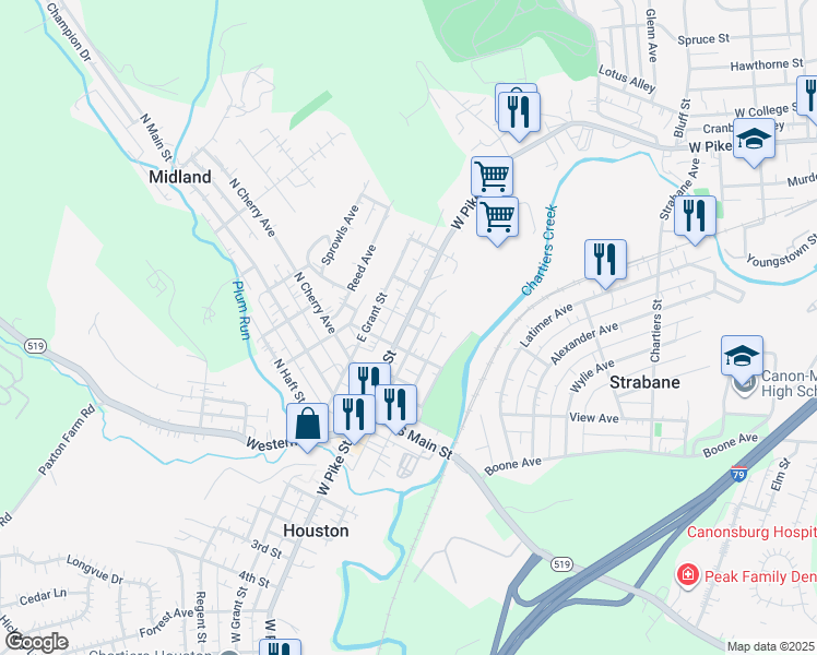 map of restaurants, bars, coffee shops, grocery stores, and more near 220 East Pike Street in Houston