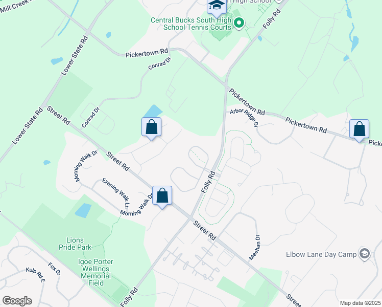 map of restaurants, bars, coffee shops, grocery stores, and more near 634 North Settlers Circle in Warrington