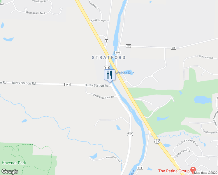 map of restaurants, bars, coffee shops, grocery stores, and more near 137 Bunty Station Road in Delaware