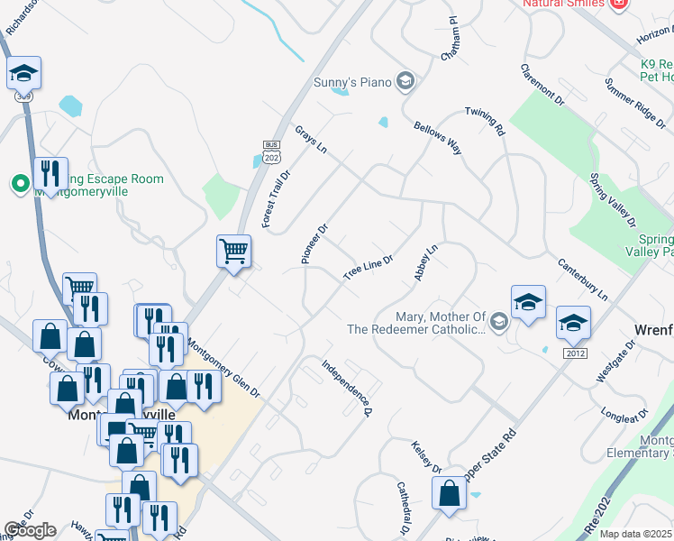 map of restaurants, bars, coffee shops, grocery stores, and more near 209 Walden Lane in Lansdale