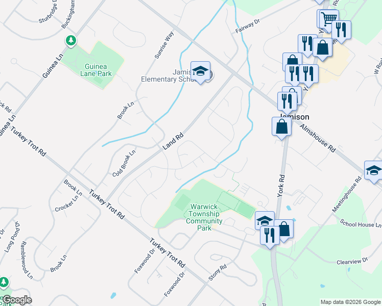 map of restaurants, bars, coffee shops, grocery stores, and more near 1803 Bedford Circle in Jamison