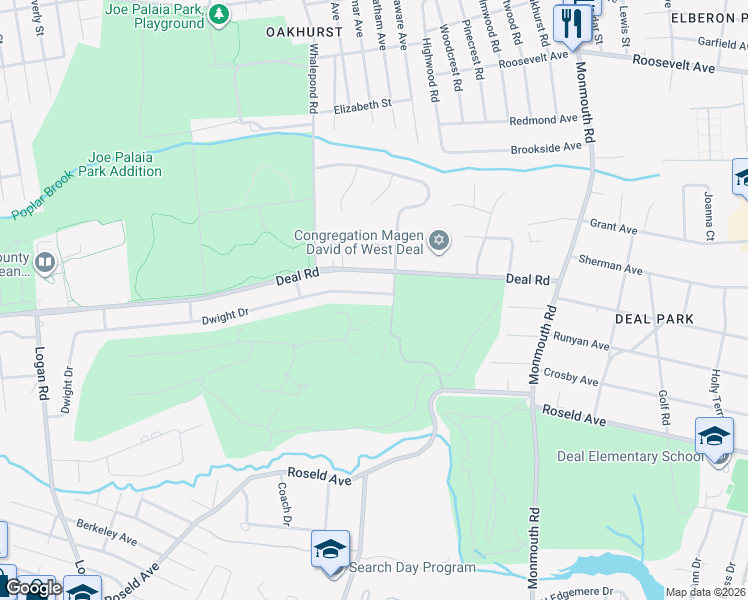 map of restaurants, bars, coffee shops, grocery stores, and more near 3 Dwight Drive in Ocean Township