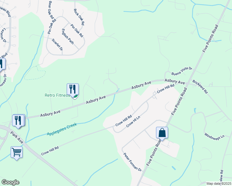 map of restaurants, bars, coffee shops, grocery stores, and more near 117 Asbury Avenue in Freehold