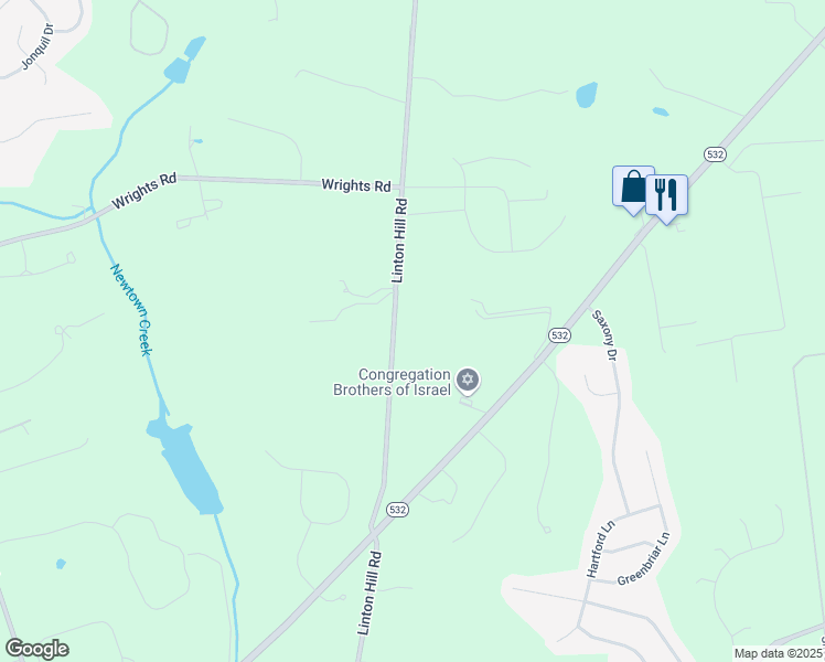 map of restaurants, bars, coffee shops, grocery stores, and more near 588 Linton Hill Road in Newtown