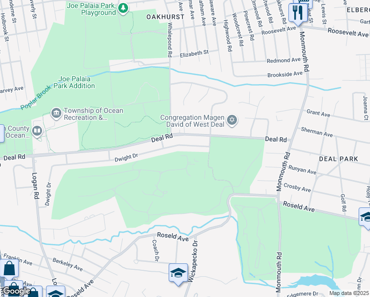 map of restaurants, bars, coffee shops, grocery stores, and more near 9 Dwight Drive in Monmouth County
