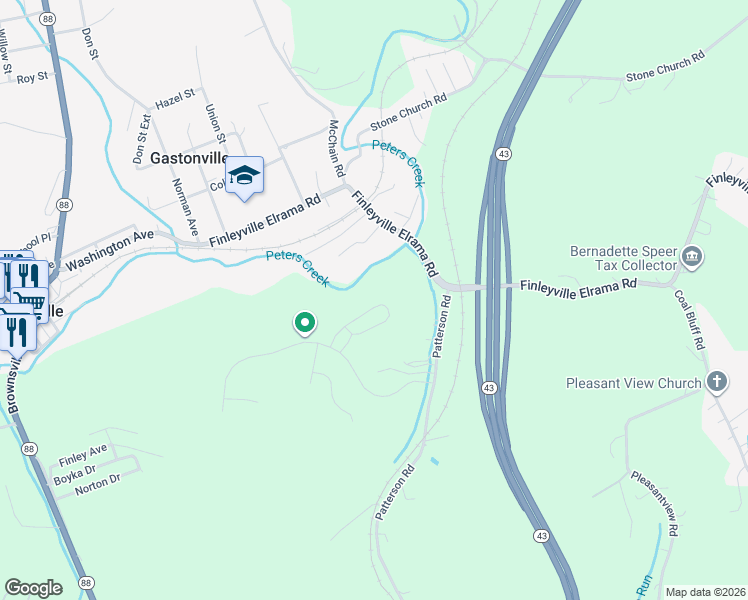 map of restaurants, bars, coffee shops, grocery stores, and more near 137 Viareggio Way in Finleyville