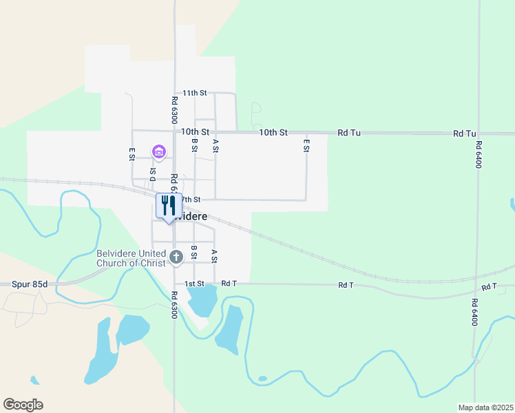 map of restaurants, bars, coffee shops, grocery stores, and more near 309 7th Street in Belvidere