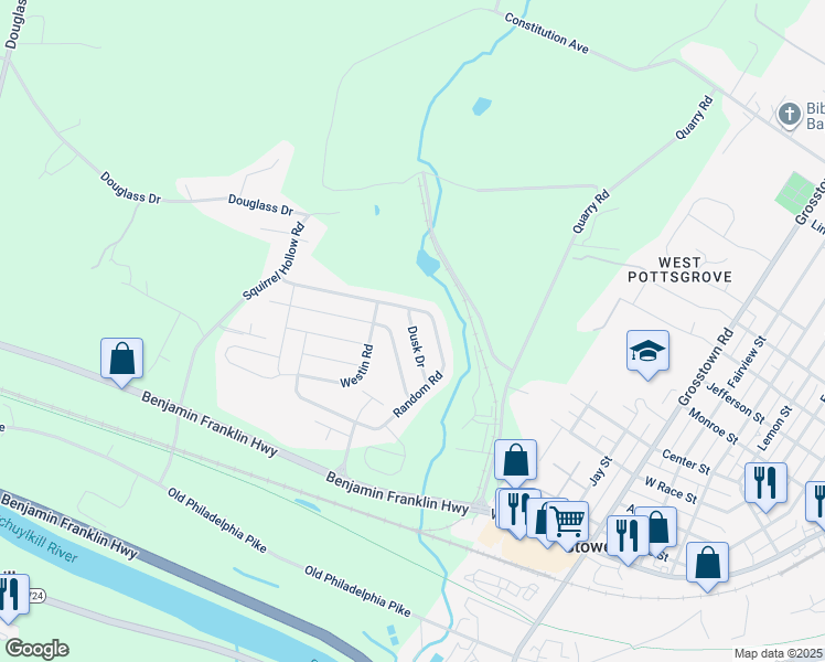 map of restaurants, bars, coffee shops, grocery stores, and more near 30 Dusk Drive in Douglassville