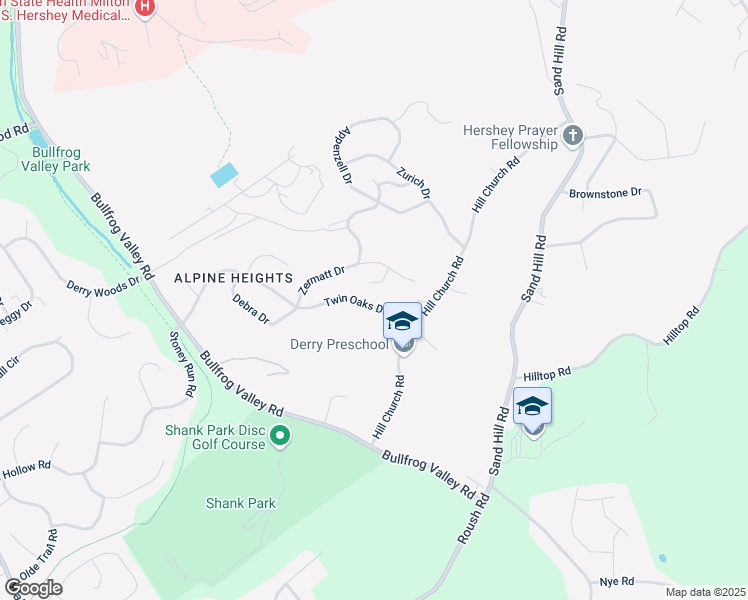 map of restaurants, bars, coffee shops, grocery stores, and more near 821 Twin Oaks Drive in Hummelstown