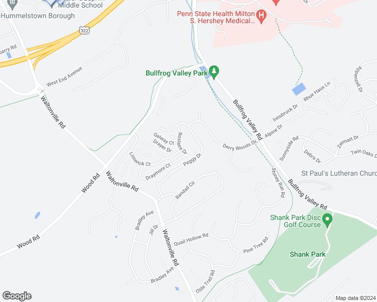 map of restaurants, bars, coffee shops, grocery stores, and more near 567 Roslaire Drive in Hummelstown